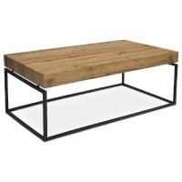 Stůl konferenční, 110x60x43 cm, deska MDF, dekor divoký dub, kov - černý mat AHG-264 OAK